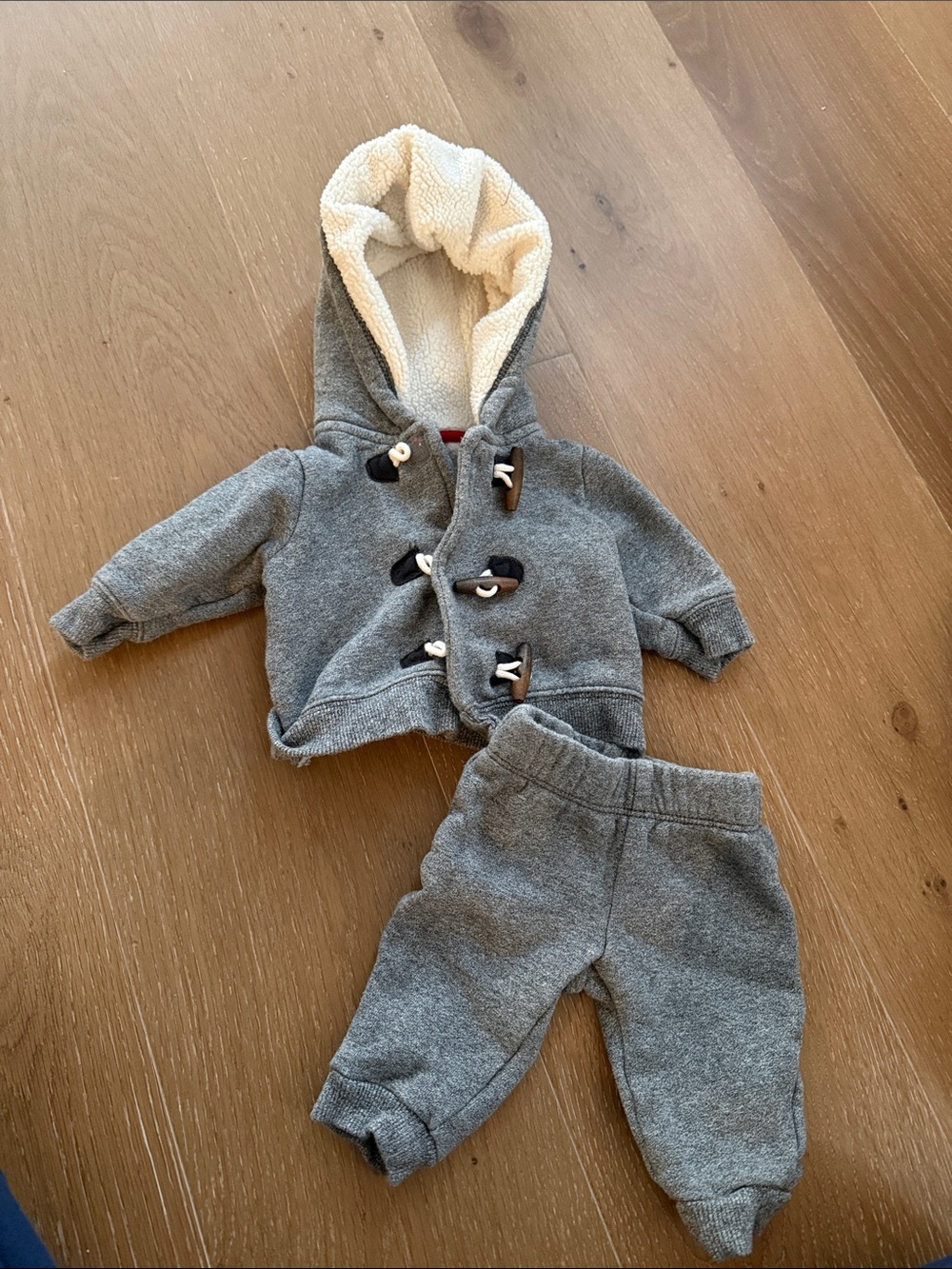 Carter's Gray Hooded Sherpa-Lined Matching Set